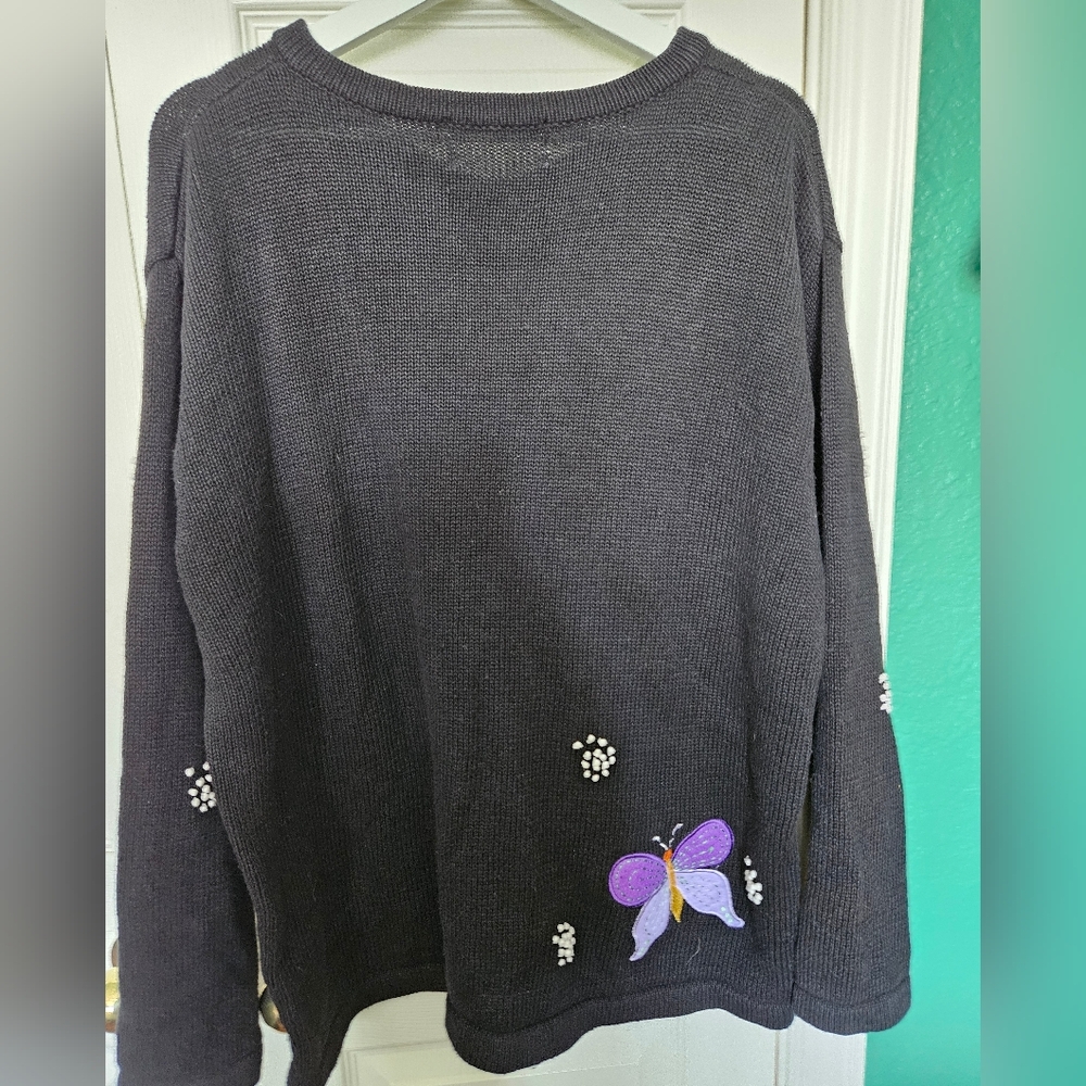 Quacker Factory Vintage Embroided Butterfly Cardigan - Picture 2 of 9